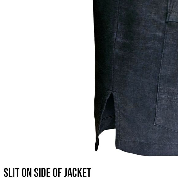 ANDREA JOVINE Women's Plus Size Black Linen Blazer with Pockets 1X-2X - Picture 8 of 13